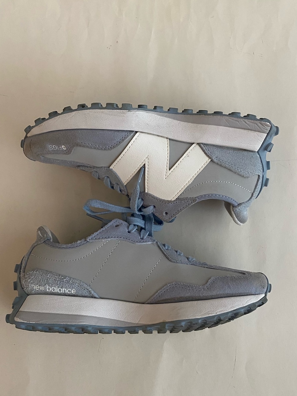 New Balance 327 Figs Blue & White Trail Sneakers - Picture 2 of 8